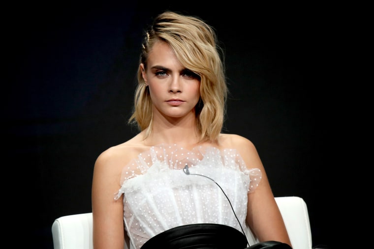 Image: Cara Delevingne speaks during the Television Critics Association Press Tour in Beverly Hills on July 27, 2019.