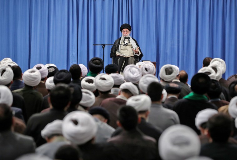 Image: Iran's Supreme Leader Ayatollah Ali Khamenei during a meeting in Tehran
