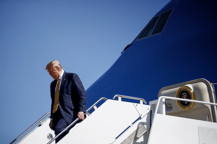 Image: President Donald Trump arrives in Mountain View, Calif., on Sept. 17, 2019.