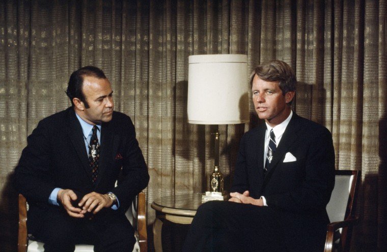 Image: NBC News' Sander Vanocur interviews Sen. Robert F. Kennedy in Los Angeles in 1968.