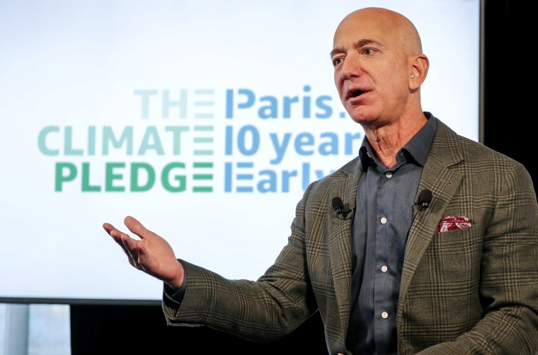 Image: Amazon CEO Jeff Bezos announces The Climate Pledge in Washington on Sept. 19, 2019.