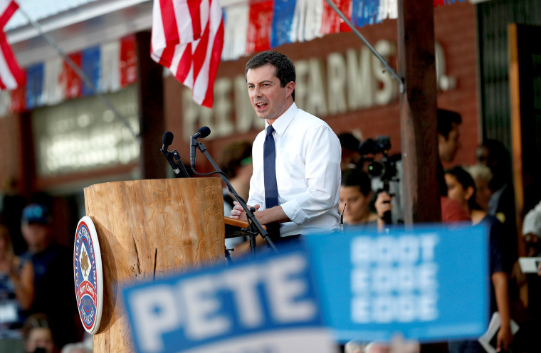 Image: Democratic U.S. presidential candidate and South Bend Mayor Pete Buttigieg speaks during the 2019 Presidential Galivants Ferry Stump Meeting in Galivants Ferry