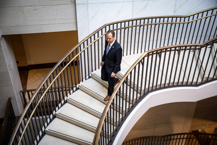 Image: Intelligence Chairman Adam Schiff, D-Calif., arrives at the Capitol on Sept. 19, 2019.