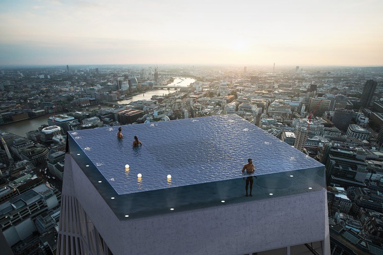 How do you get in? This 360-degree infinity pool is being proposed for the top of a 55-story building in London.