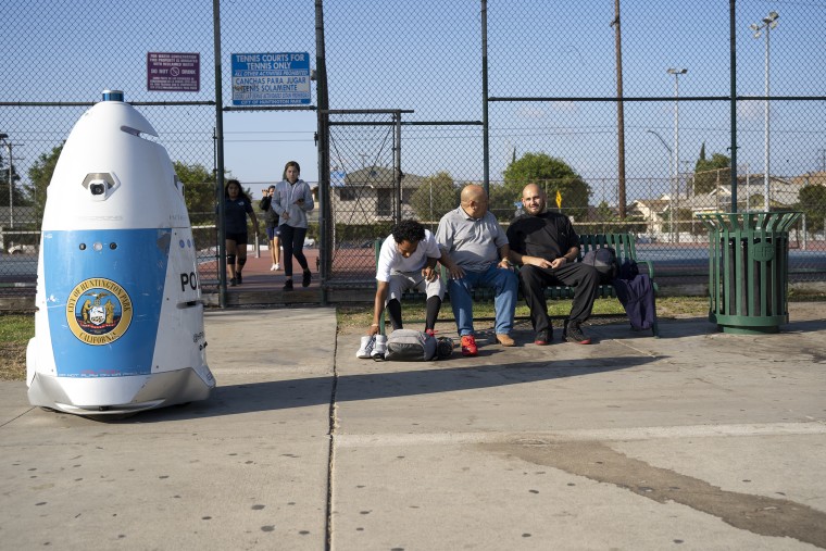 HP RoboCop patrols the park, but is confined to the concrete sidewalks.