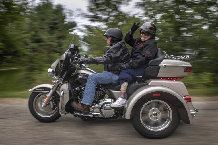 Soon after the motorcycle ride started Helen had a request. She wanted to go faster. 