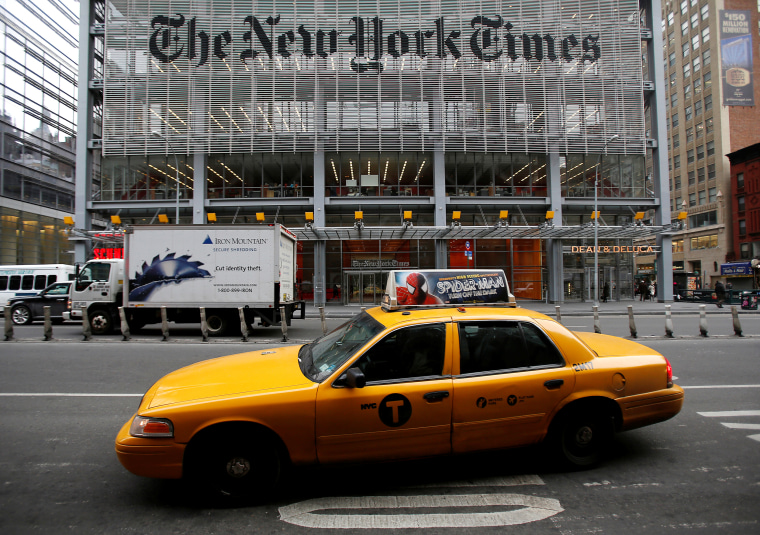 Image: The outside of The New York Times headquarters in New York