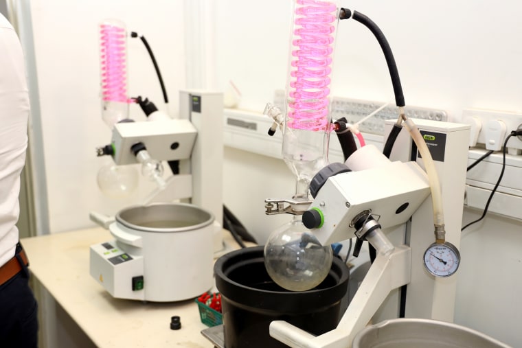 Vaporizers separating water and oil at a Recipharm lab in Israel.