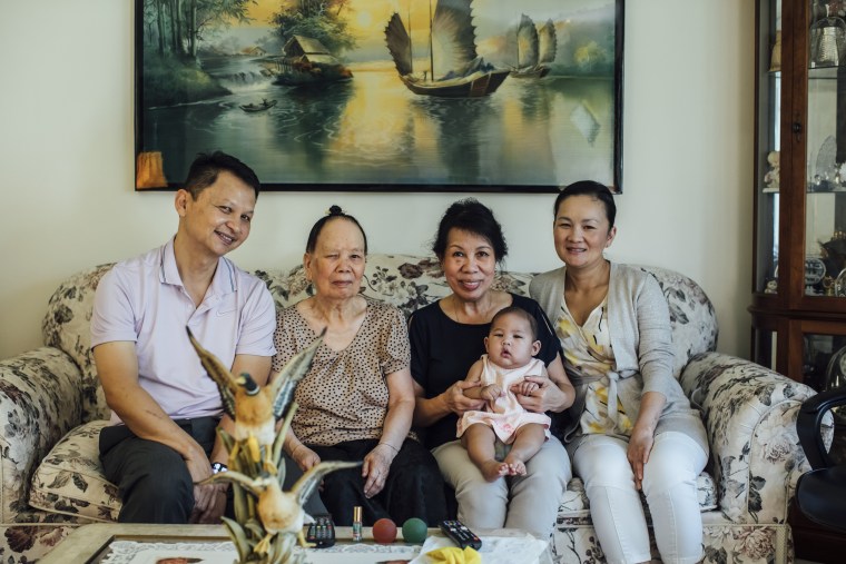 Eune Lo and her daughter Nan Lo with Eune's son, Chris, and his wife and baby.