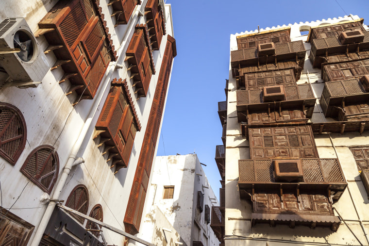 Image: Windows and doors in the old city in Jeddah, Saudi Arabia.