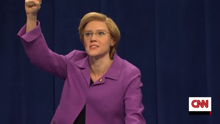 Kate McKinnon portrays Elizabeth Warren participating in CNN's impeachment town hall on Saturday Night Live, September 28, 2019.