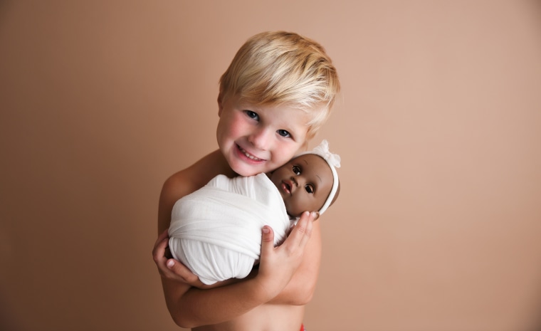 Ashley Fitz, an Indiana photographer, says her 4-year-old son, Jynsen, asked for a photo shoot with his baby doll.