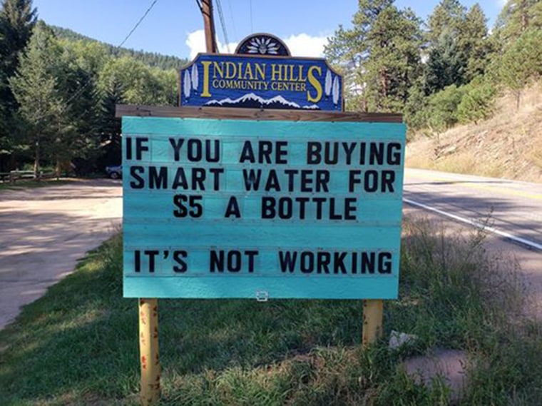 Funny dad joke on community center sign in Colorado