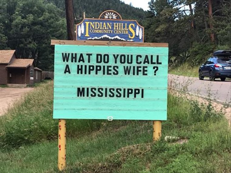 Funny dad joke on community center sign in Colorado