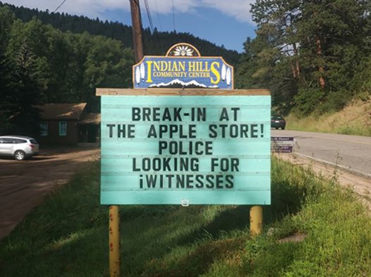 Funny dad joke on community center sign in Colorado