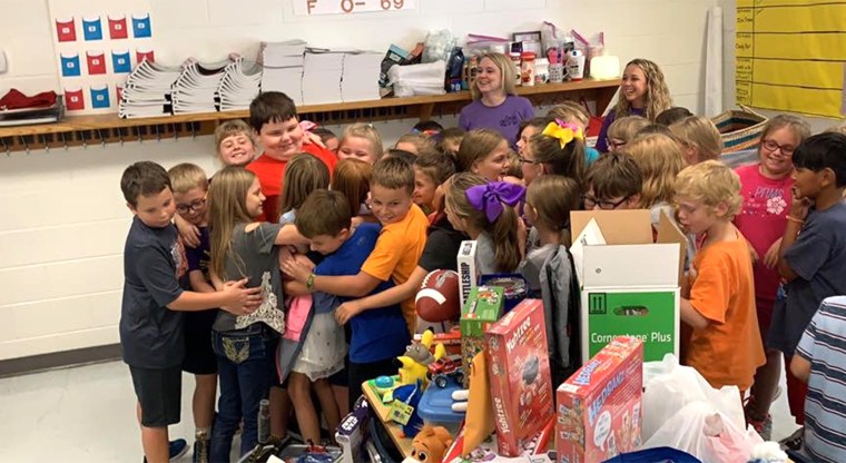 Daniel Hunt showed his gratitude with a sweet hug for his classmates after their big surprise.