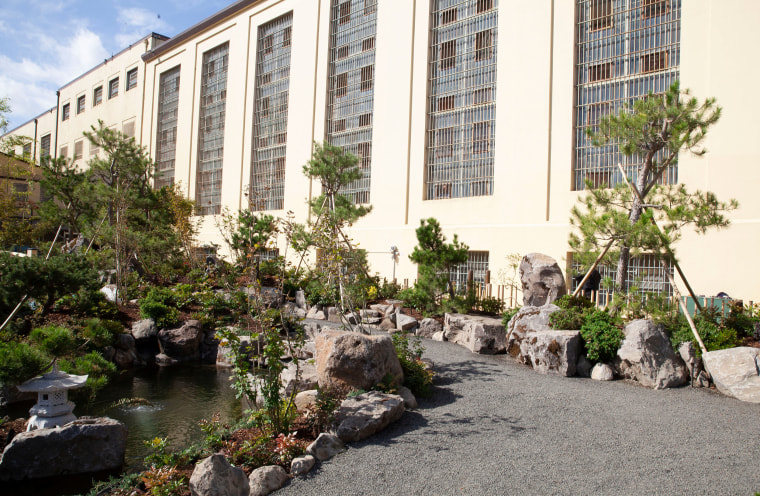 The garden is home to over 30 trees and includes a coy pond, a waterfall, and a Zen-styled rock garden.