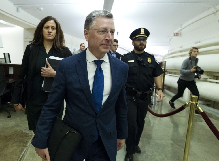 Kurt Volker, a former special envoy to Ukraine, leaving after a closed-door interview with House investigators as House Democrats proceed with the impeachment investigation of President Donald Trump, at the Capitol in Washington, Thursday, Oct. 3, 2019.