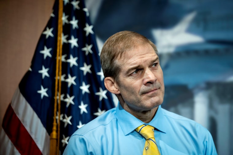 Image: Rep. Jim Jordan, R-Ohio, listens during a press conference on Capitol Hill on Sept. 25, 2019.