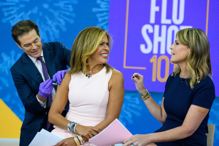 Hoda Kotb showed a brave face while getting her flu shot Studio 1A. 