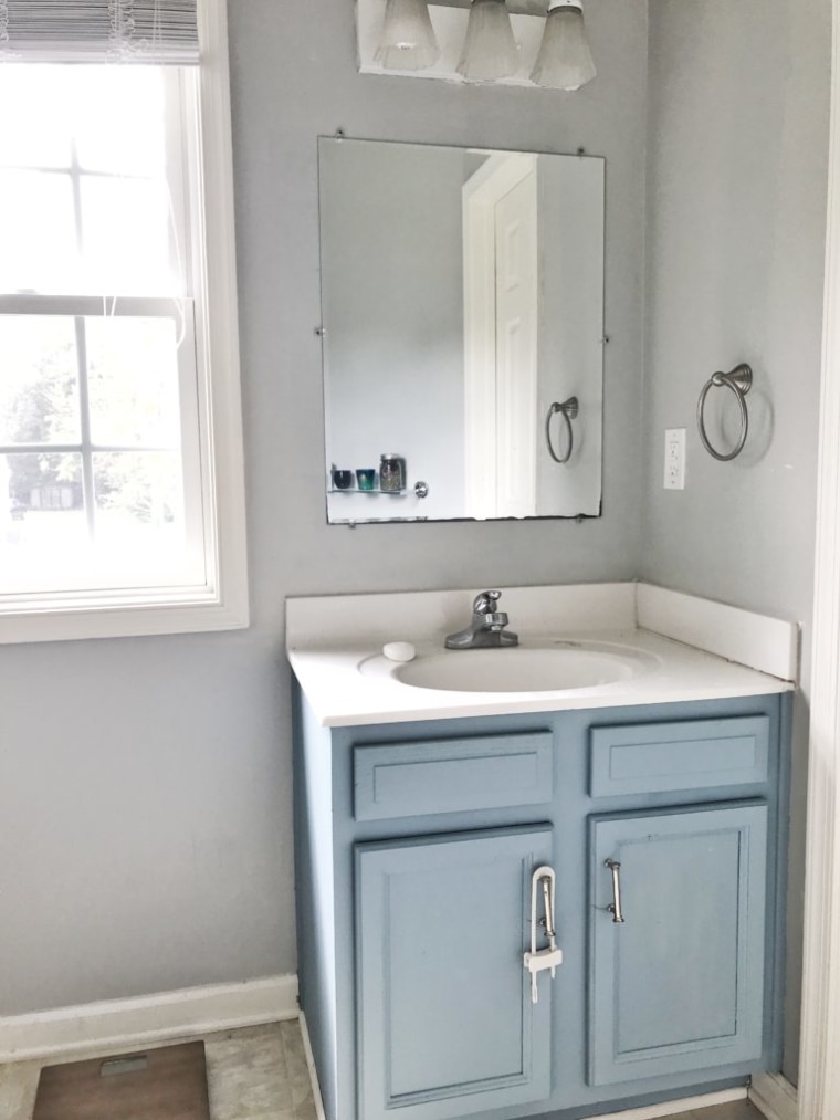 Bathroom Vanity Completed Transformed, Painting Bathroom Cabinets White