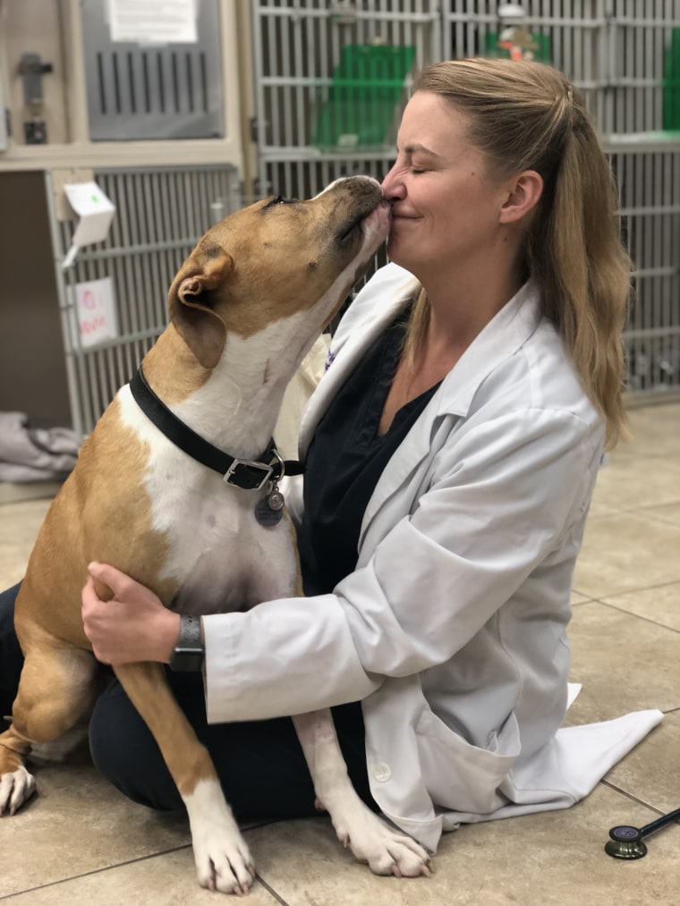Dr. Carrie Jurney gets a kiss from her patient, Jack.