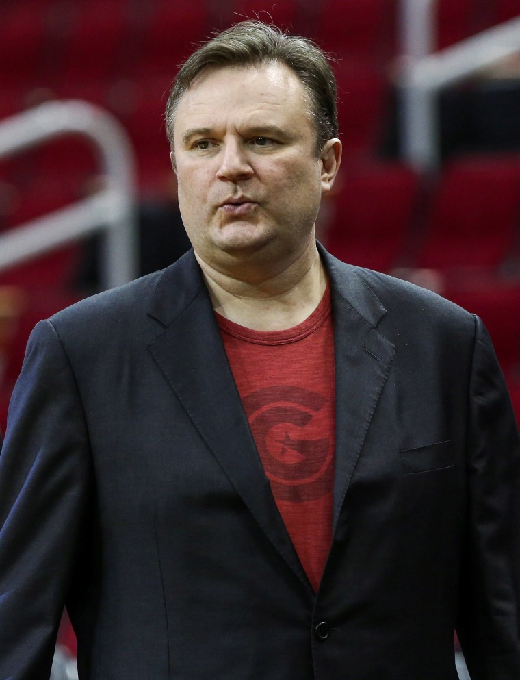 Image: Houston Rockets general manager Daryl Morey looks on before a game between the Rockets and the San Antonio Spurs at Toyota Cent