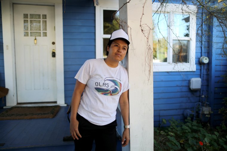 Image: Guatemalan asylum seeker Marveny Suchite poses for a portrait outside of her home in Berkeley, Calif., on Sept. 6, 2019.