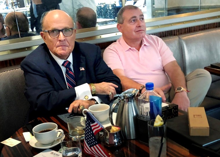 Image: Rudy Giuliani has coffee with Ukrainian-American businessman Lev Parnas at the Trump International Hotel in Washington on Sept. 20, 2019.