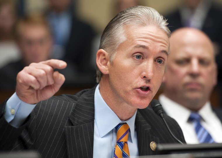 Image: Rep. Trey Gowdy, R-S.C., questions a witness during the House Oversight and Government Reform Committee's hearing on Benghazi on Capitol Hill in Washington, May 8, 2013