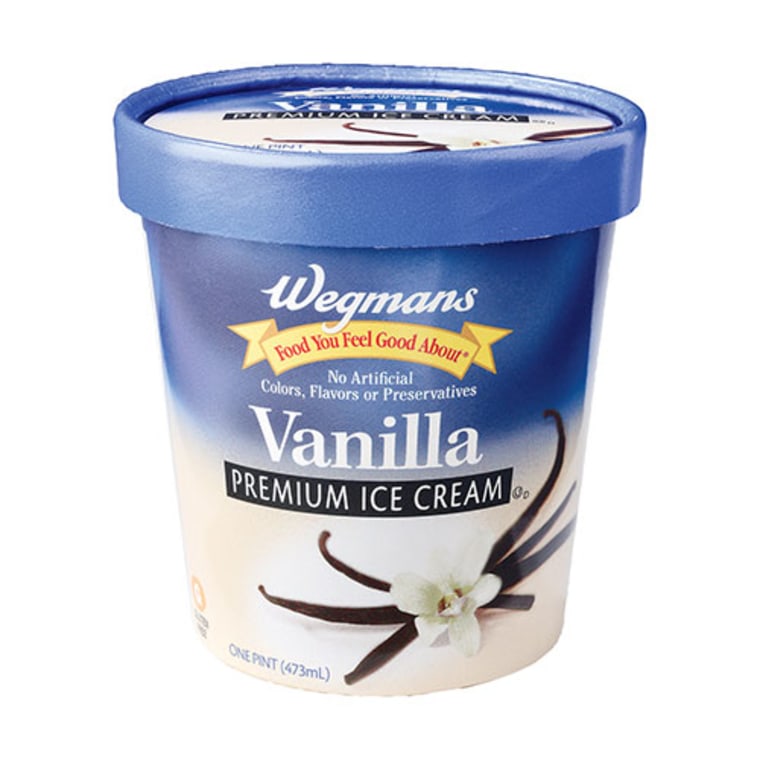 A pint of Wegmans Vanilla Premium Ice Cream.