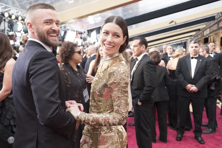 Justin Timberlake and Jessica Biel at 2017 Oscars