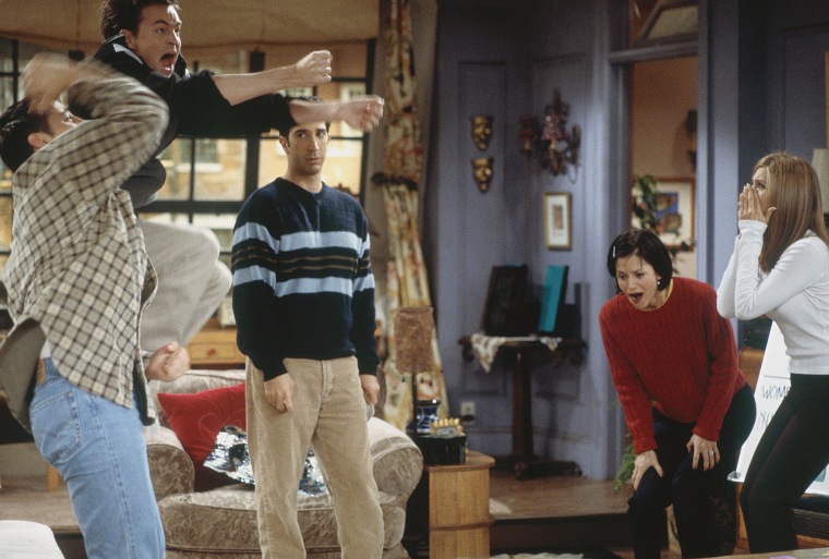 Monica and Rachel lost to Joey and Chandlier, but the viewers were the real winners in this "Friends" trivia face-off. 