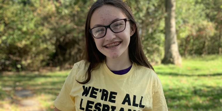 The middle school student is defending her right to wear this T-shirt she bought at a Broadway performance.