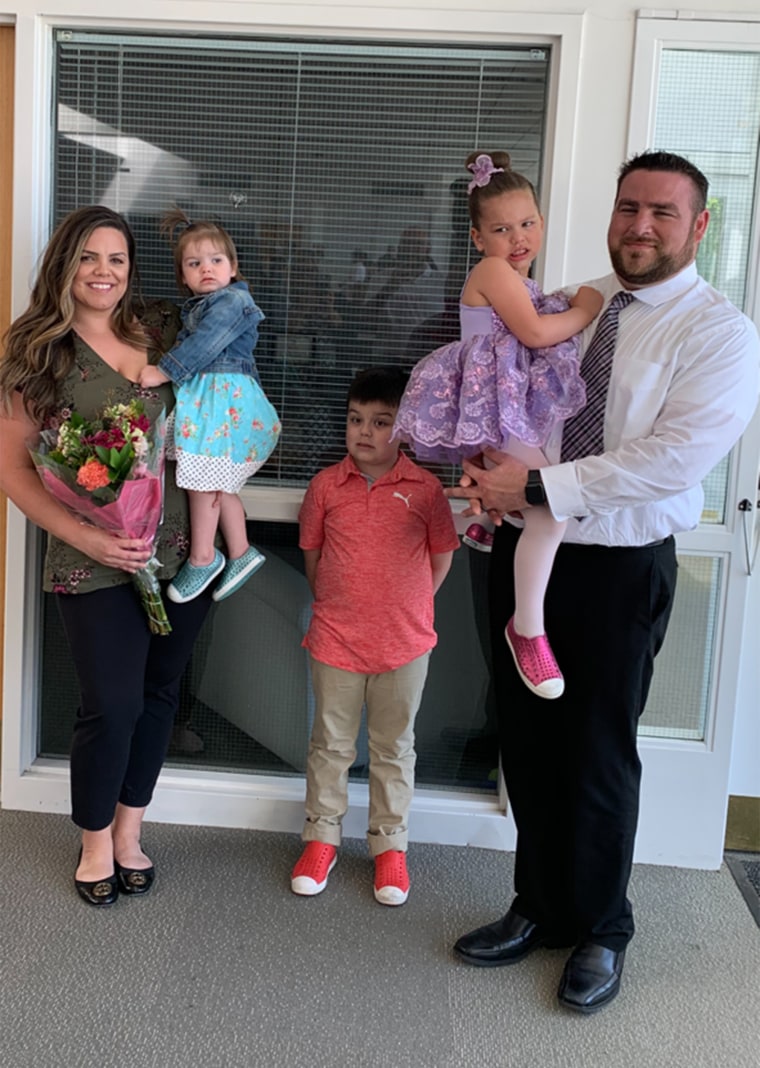 Ashley, Everly, Brycen, Gianna and Joe Juby are pictured together.