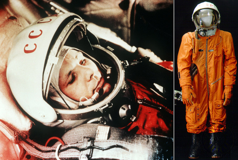 ARCHIV - Das Archivbild vom April 1961 zeigt den sowjetischen Kosmonauten Juri Gagarin in seinem Raumanzug kurz vor seinem Start zum ersten bemannten Weltraumflug. Photo by: Lehtikuva/picture-alliance/dpa/AP Images