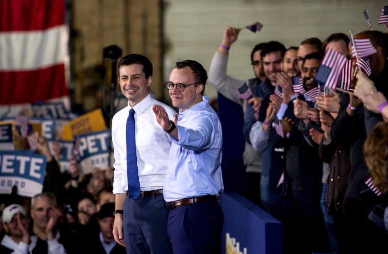 Image: South Bend Mayor Pete Buttigieg and his husband, Chasten, in Indiana on April 14, 2019.
