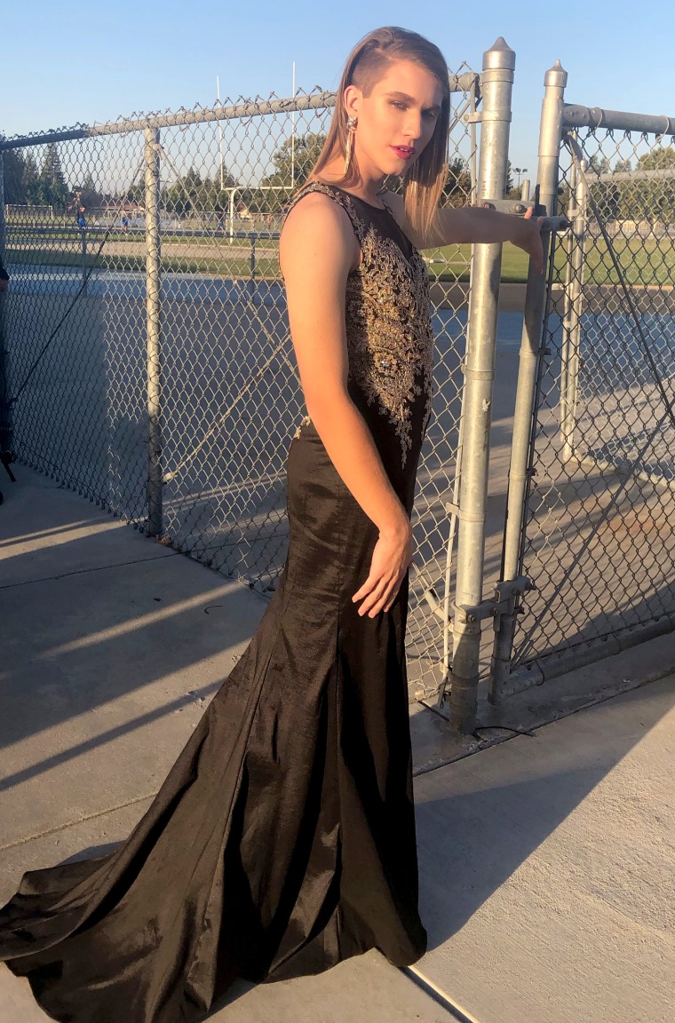 Image: Trevor Meyer, who identifies as gender neutral, won homecoming queen at Clovis East High School.