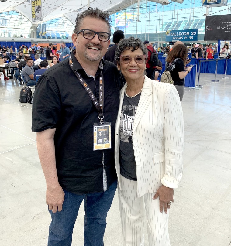 Lalo Alcaraz and  Sonia Manzano, who played "Maria" on Sesame Street, and is the voice of the grandmother on "The Casagrandes."