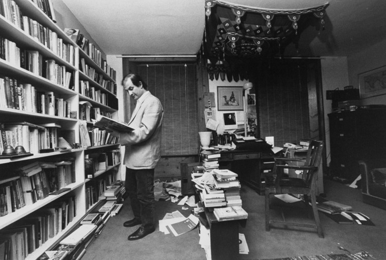 Image: Salman Rushdie in his study in 1989.
