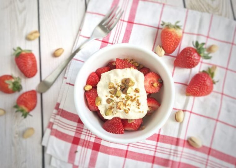 Lemon Tofu Creme over Strawberries