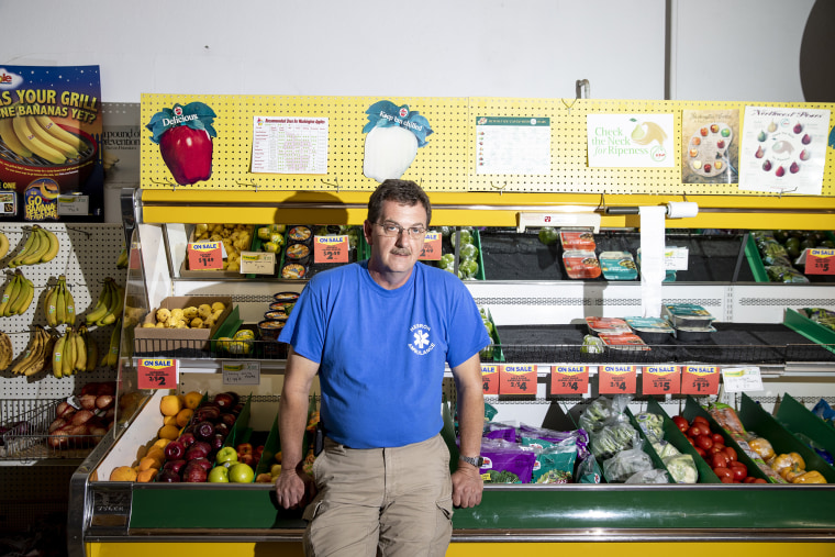 Image: Steven Maershbacker, the Hebron EMS Square Leader, at his grocery story store, Jack and Jill, in Hebron