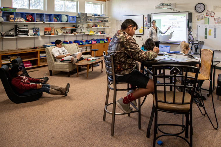 Lyn Huston teaches all ages at the Duckwater School. 