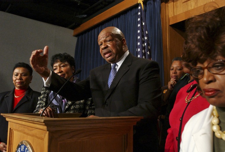 Rep. Elijah Cummings, then incoming Chairman of the Congressional Black Caucus, speak at a news conference in 2002.
