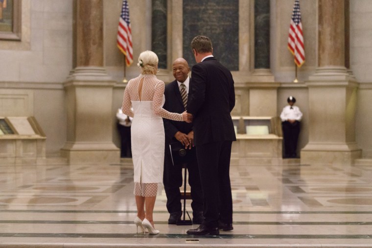 Joe Scarborough and Mika Brzezinski were married at the National Archives in Washington in November 2018. The ceremony was officiated by Rep. Elijah Cummings.