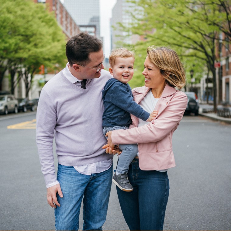 Dylan Dreyer with her husband, Brian Fichera, and son, Calvin.