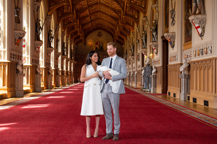 The Duke &amp; Duchess Of Sussex Pose With Their Newborn Son