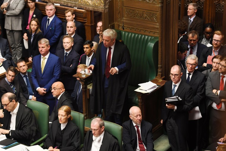 Speaker John Bercow speaks during a debate on Brexit in London