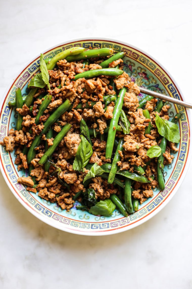 Turkey, Green Bean and Basil Stir Fry