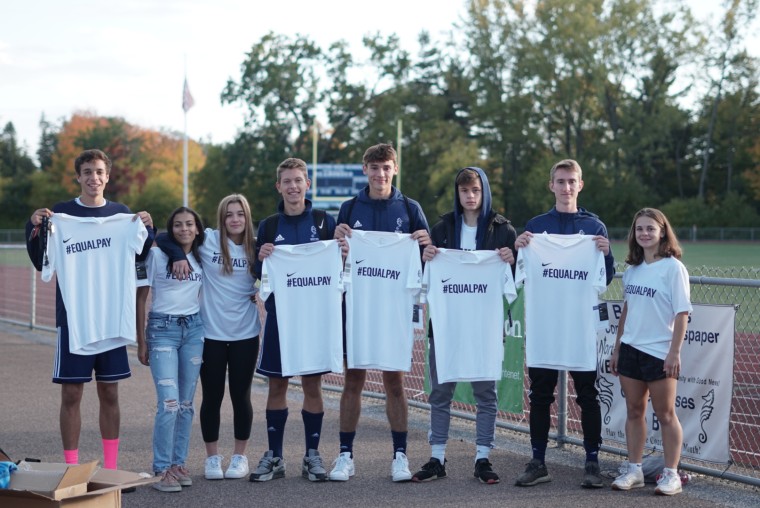 The team has been selling the #EqualPay T-shirts to spectators, parents and other sports team.